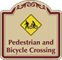 Burgundy Border & Text – Pedestrian & Bicycle Crossing Sign