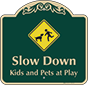 Green Background – Kids And Pets At Play Sign