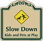 Green Border & Text – Kids And Pets At Play Sign
