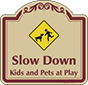 Burgundy Border & Text – Kids And Pets At Play Sign
