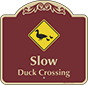 Burgundy Background – Slow Duck Crossing Sign