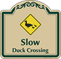 Green Border & Text – Slow Duck Crossing Sign