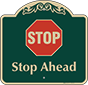 Green Background – Stop Ahead Sign