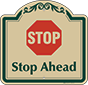 Green Border & Text – Stop Ahead Sign