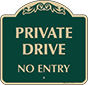 Green Background – Private Drive No Entry Sign