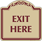Burgundy Border & Text – Exit Here Sign