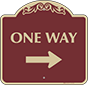 Burgundy Background – One Way Sign (Right Arrow)