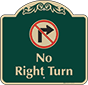 Green Background – No Right Turn Sign