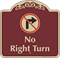 Burgundy Background – No Right Turn Sign