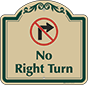 Green Border & Text – No Right Turn Sign