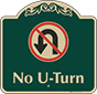 Green Background – No U-Turn Sign