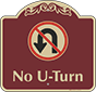 Burgundy Background – No U-Turn Sign