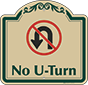 Green Border & Text – No U-Turn Sign