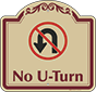 Burgundy Border & Text – No U-Turn Sign