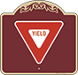 Burgundy Background – Yield Sign