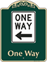 Green Background – One Way Sign (Left Arrow)