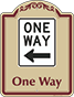 Burgundy Border & Text – One Way Sign (Left Arrow)