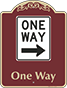 Burgundy Background – One Way Sign (Right Arrow)