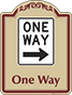 Burgundy Border & Text – One Way Sign (Right Arrow)