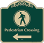 Green Background – Pedestrian Crossing Left Sign