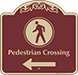 Burgundy Background – Pedestrian Crossing Left Sign