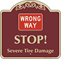 Burgundy Background – Wrong Way Stop Sign