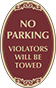 Burgundy Background – No Parking Violators Towed Sign
