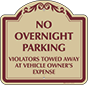 Burgundy Border & Text – No Overnight Parking Sign