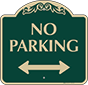 Green Background – No Parking (Double-headed Arrow)