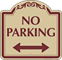 Burgundy Border & Text – No Parking (Double-headed Arrow)