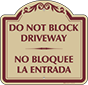 Burgundy Border & Text – Bilingual Do Not Block Driveway Sign