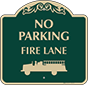 Green Background – No Parking Fire Lane Sign