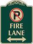 Green Background – Fire Lane (Double Arrow) Sign