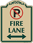 Green Border & Text – Fire Lane (Double Arrow) Sign