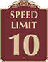 Burgundy Background – Speed Limit 10 Sign