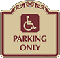 Burgundy Border & Text – Handicapped Parking Only Sign