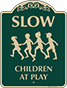 Green Background – Slow Children At Play Sign