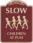 Burgundy Background – Slow Children At Play Sign