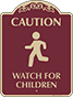 Burgundy Background – Caution Watch For Children Sign