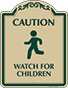 Green Border & Text – Caution Watch For Children Sign