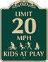Green Background – Limit 20 MPH Kids At Play Sign