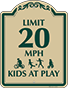 Green Border & Text – Limit 20 MPH Kids At Play Sign