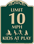 Green Background – Limit 10 MPH Kids At Play Sign