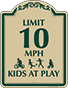 Green Border & Text – Limit 10 MPH Kids At Play Sign