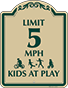 Green Border & Text – Limit 5 MPH Kids At Play Sign