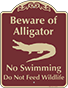 Burgundy Background – Beware Of Alligator Sign