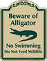 Green Border & Text – Beware Of Alligator Sign