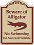 Burgundy Border & Text – Beware Of Alligator Sign