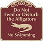 Burgundy Background – Do Not Disturb Alligators Sign