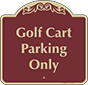 Burgundy Background – Golf Cart Parking Only Sign